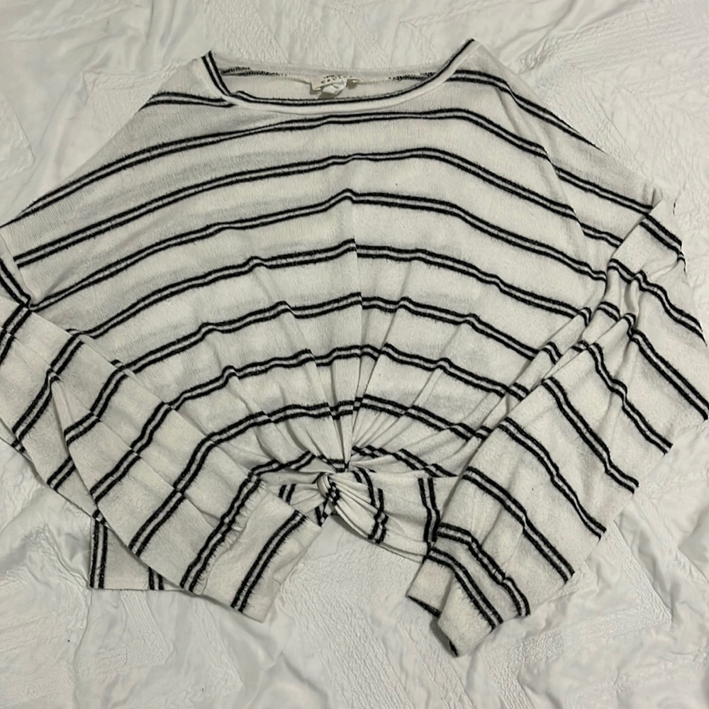long sleeve striped shirt with tie
